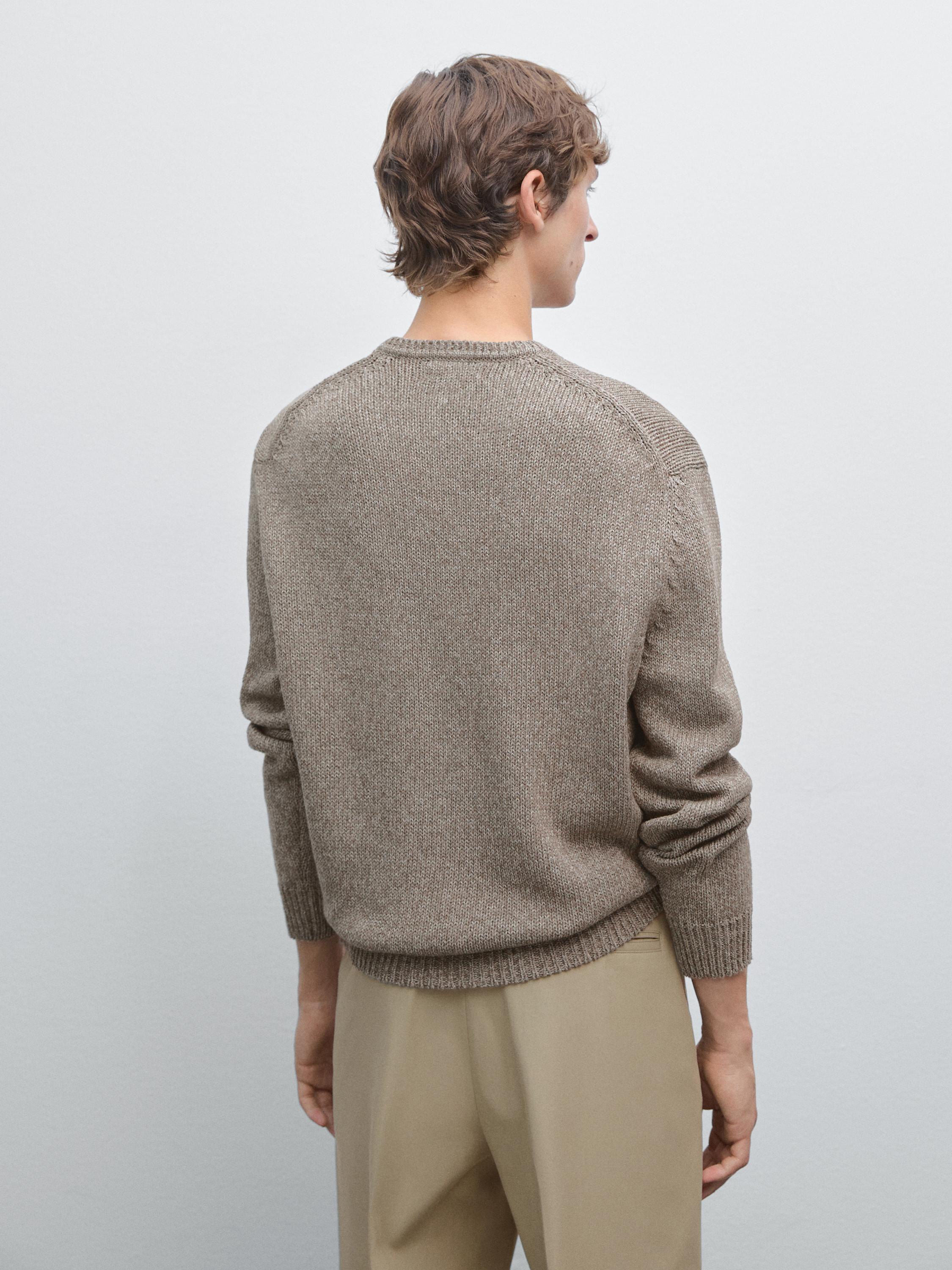 Melange knit V-neck sweater